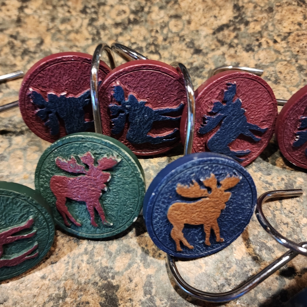 Moose Shower Curtain Hooks Set
